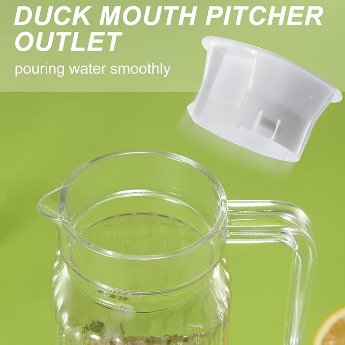 Acrylic Pitcher 37 oz, OEH Unbreakable Clear Plastic Pitcher with Lid, BPA-Free, Heat-Resistant Small Plastic Water Pitcher for Tea, Sangria, Lemonade, Juice, Milk, Stripe