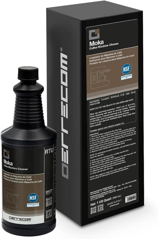 ERRECOM Moka, Coffee Machine Descaler, NSF Registered A3, Compatible with all Coffee Machines and Kettles, Quart bottle