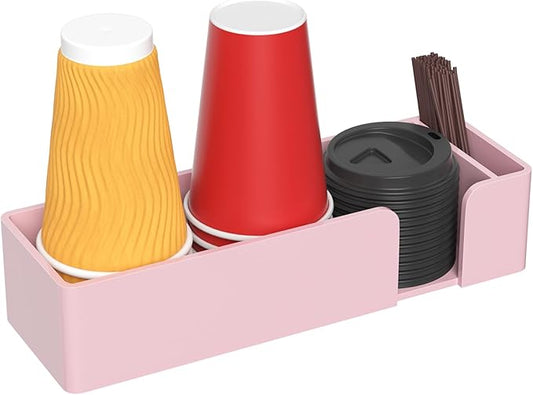Coffee Cup Holder for Countertop - Pink Acrylic Coffee Bar Accessories 3 Cup Organizer Station Organizer Farmhouse Table Décor