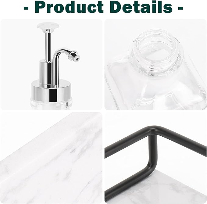 BathAce Coffee Syrup Dispenser for Coffee Bar, Clear Glass Syrup Bottles with Pump, Refillable Maple Syrup Storage, Coffee Station Accessories and Organizer, 500ml, Set of 2 + Tray (Chrome Finish)