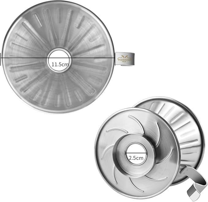 MERMOO YILAN Pour Over Coffee Dripper Stainless Steel Metal Reusable Cone Coffee Filter Slow Brewing Accessories for Home Cafe Restaurants(L)