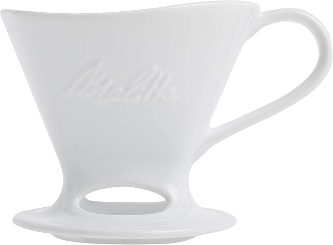 Melitta 1 Cup Porcelain Pour-Over Cone Coffeemaker, Glossy White