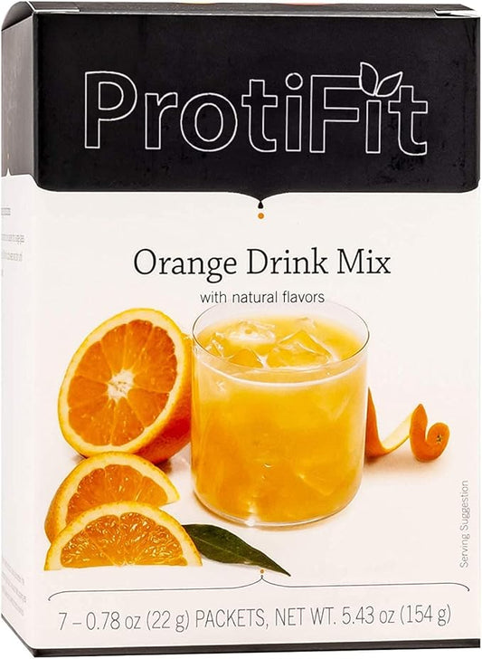ProtiFit - High Protein Fruit Flavored Powder Drink Mix, 15g Protein, Low Calorie, Sugar Free, Ideal Protein Compatible, 7 Servings Per Box (Orange)