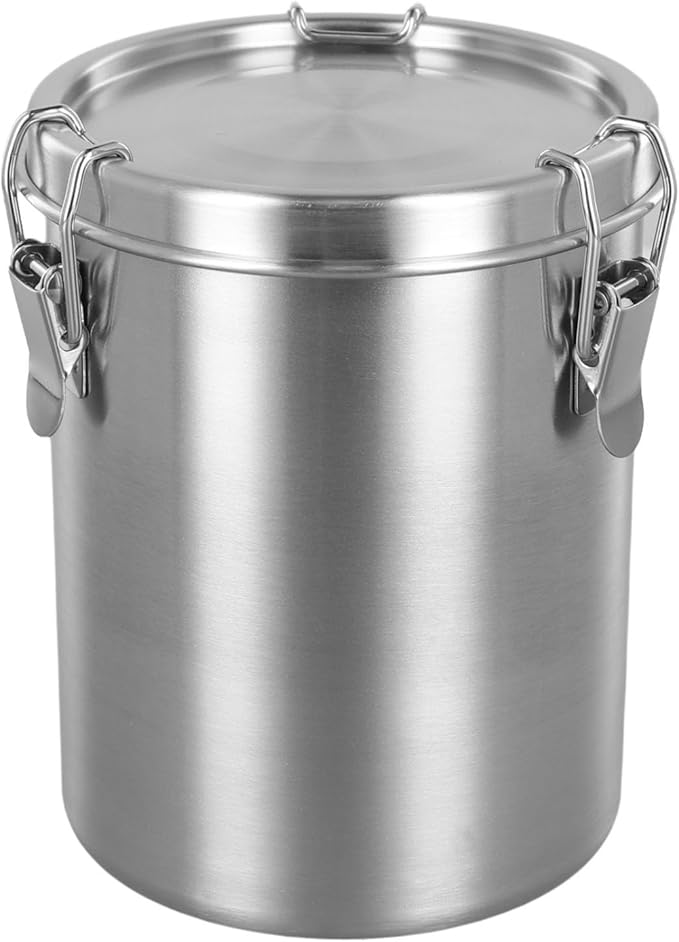 Stainless Steel Airtight Canister, Food Storage Canisters With Airtight Lid Locking Clamp, Stainless Steel Vacuum Sealed Grain Barrels For Coffee Bean Storage(1000ml/ A)