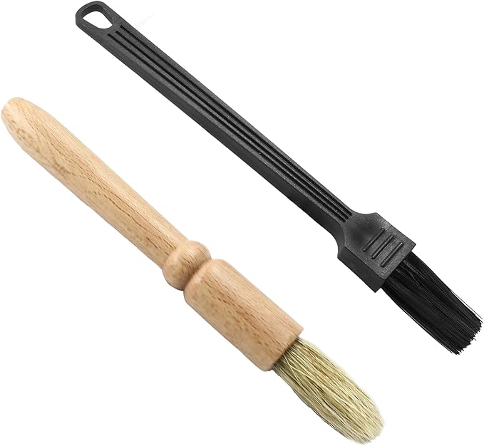 Coffee Grinder & Espresso Machine Cleaning Brush Set | Wood Handle + Nylon | 2 Pack | Barista Brush