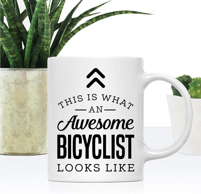 Andaz Press 11oz. Ceramic Coffee Tea Mug Thank You Gift, This is What an Awesome Bicyclist Looks Like, 1-Pack, Birthday Christmas Gift Ideas Coworker Him Her, Includes Gift Box