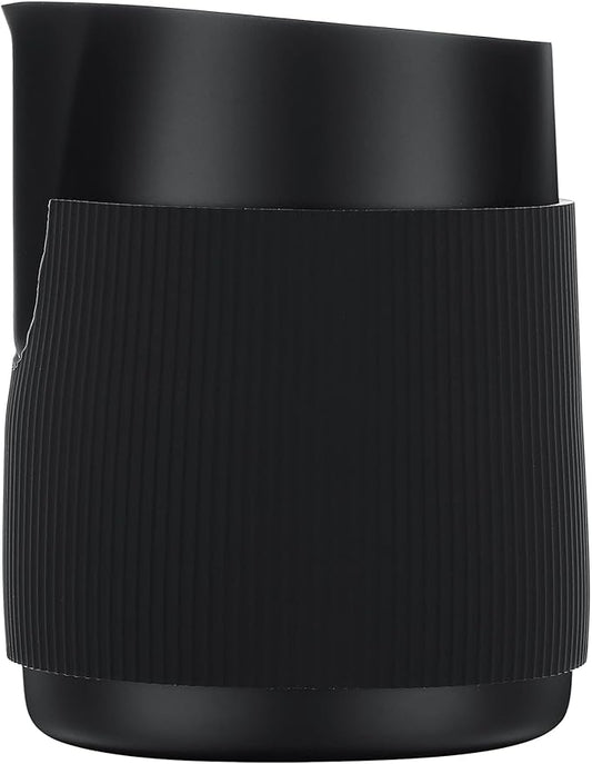 Normcore Handleless Milk Pitcher - Espresso Steaming Pitcher with Round Spout - 18/8 Stainless Steel Milk Frothing Jug, Black Non-Stick - Coffee Latte Frothing Pitcher - 20.3 oz (600 ml)