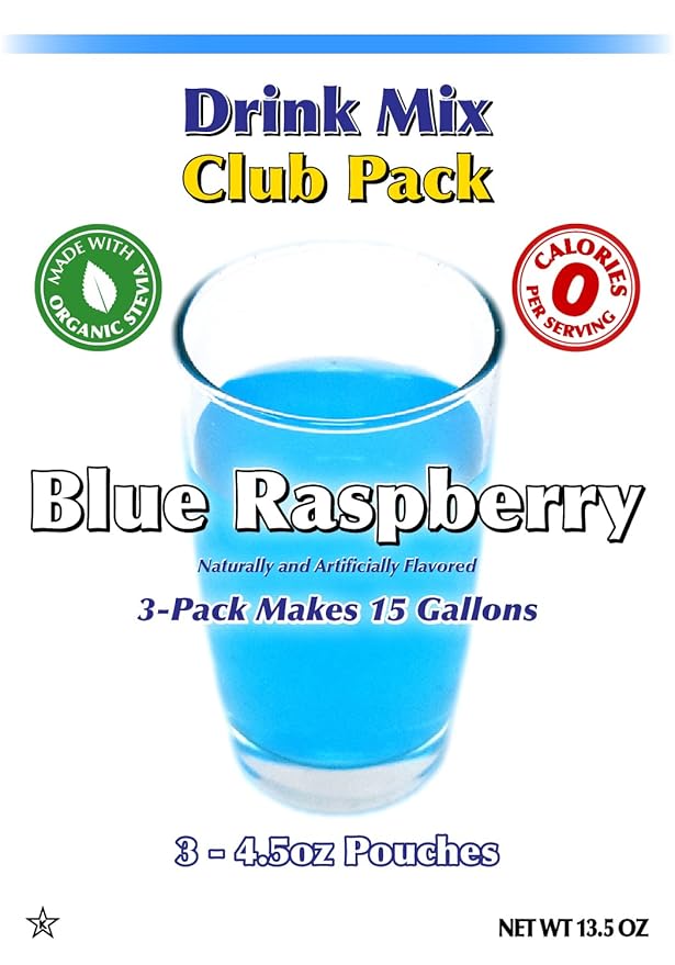 GramZero Blue Raspberry Zero Calorie Sugar Free Drink Mix, Great For Nutrition Club Loaded Teas, Stevia Sweetened
