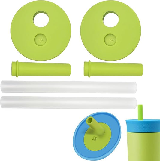 6 Packs Silicone Replacement Straw for Owala Kids Water Bottle & Tumbler, Reusable Food Grade Straw, BPA-Free Water Bottle Replacement Parts (Green)