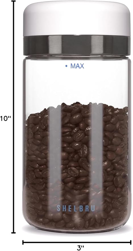 Next-Gen Smart Coffee Canister – Electric Vacuum Seal with Pressure Auto-Detection, Rechargeable Airtight Borosilicate Glass Container for Whole & Ground Beans, Ultimate Freshness Lock (10.5oz)