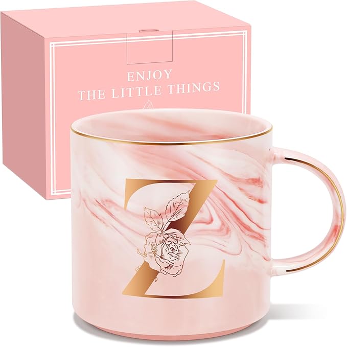 Valentines Day Gifts for Her, Anniversary Birthday Galentines Gifts for Women Mom Grandma Friend Sister Wife Teacher Coworker, Personalized Initial Customized Gift Monogrammed A-Z Coffee Mug 12 OZ(Z)