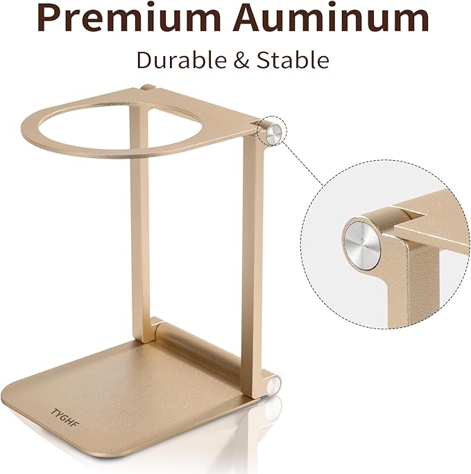 Pour Over Coffee Maker Stand,Foldable Portable Electric Espresso Machine Stand,Holder for Coffee Grinder,Universal Dripper,V60 Dripper,Travel Coffee Maker, Press Round&Golden