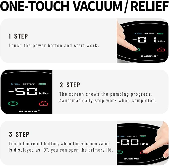 Smart Vacuum Coffee Canister, Automatic Stainless Steel Food Storage Container, LCD Monitoring, One-touch Freshness, Date Tracker, Extra-long Standby Time, holds 20oz Coffee Beans (Black, 1.8L)