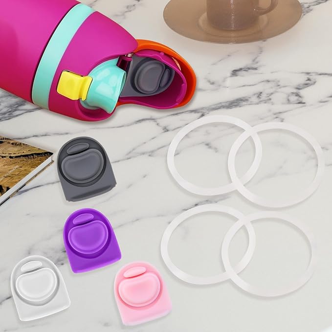 4 Sets Replacement Rubber Stopper and O Ring Gasket Compatible with Owala FreeSip 24oz 32oz,Water Bottle Lid Insert Cap Seal Parts for Owala 16/19/24/32/40oz Mouthpiece Accessories Z4K12