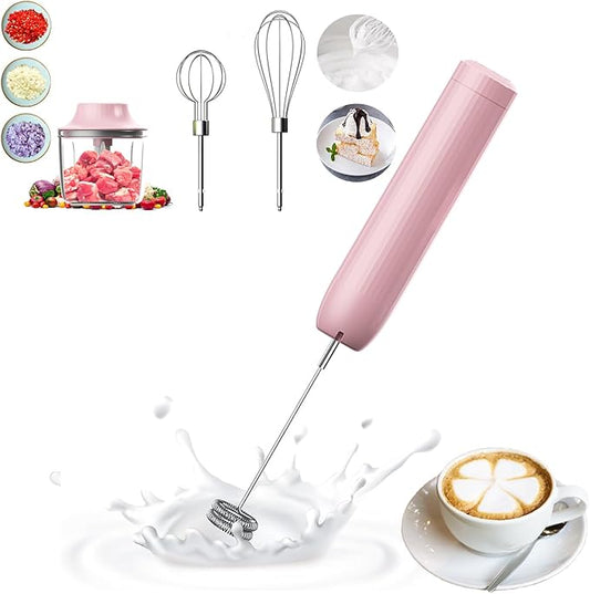 Cordless Hand Mixer with Whisk and Forther Wand,Electric Whisk, Milk Frother,Coffee Frother, Whisks for Cooking,Handheld Frother,Food Chopper, Baby Food Maker,4-Speed, 10Oz