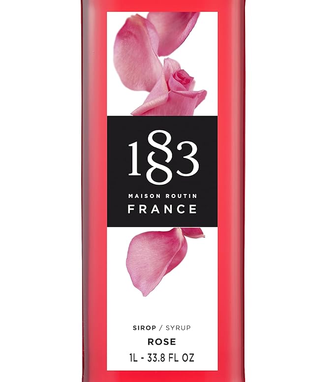1883 Rose Syrup for Drinks, Made in France, 1 Liter Plastic Bottle