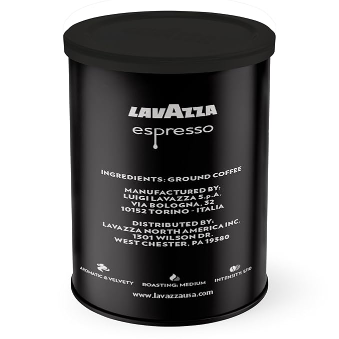Lavazza Espresso Ground Coffee, Medium Roast, 100% Arabica, 8 oz Tin (Pack of 6)