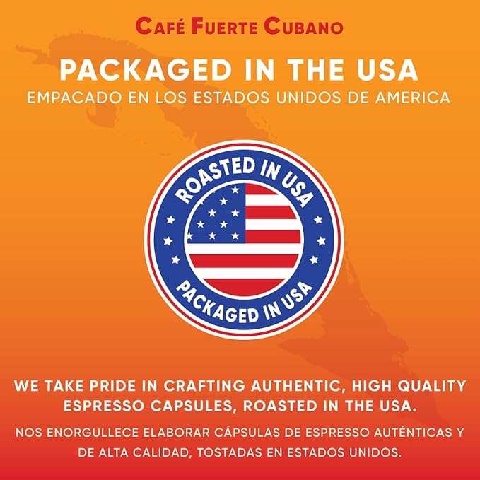 Café Fuerte Cubano, Aluminum Espresso Capsules, Compatible with Nespresso Original Machines, Dark Roast, Intensity 13, High Caffeine, Recyclable Coffee Pods, Roasted and Packaged in USA (40 Count)