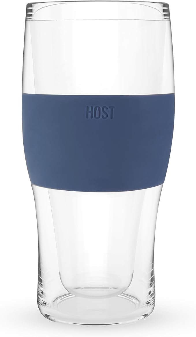 HOST Beer FREEZE Beer Glass Cups Set Drinking Glasses, Freezer Mugs with Gel Double Walled Cool Cups Plastic Multicolor 16oz Set of 4