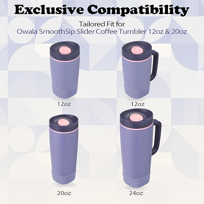 2pcs Silicone Boot for Owala SmoothSip Slider Coffee Tumbler 20oz 12oz, Anti-Slip Sleeve for Travel Coffee Mug, Protective Accessories for Owala BPA Free (Blue Jay)