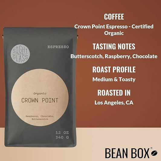 Crown Point Espresso - Certified Organic - Roasted by Sightglass Coffee - Whole Bean Coffee - 2 Pound Bag