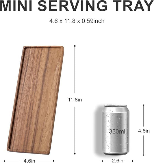 Mini Wooden Serving Platter, Small Wood Serving Tray for Tea/Coffee (Acacia Wood, M)