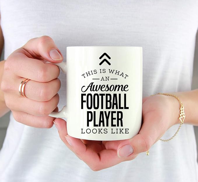 Andaz Press 11oz. Ceramic Coffee Tea Mug Thank You Gift, This is What an Awesome Football Player Looks Like, 1-Pack, Birthday Christmas Gift Ideas Coworker Him Her, Includes Gift Box