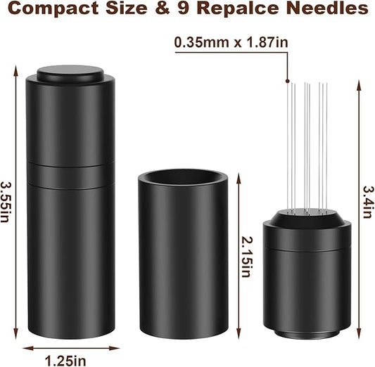 WDT Espresso Distribution Tools Espresso Stirrer Tool WDT Coffee Distributor for Barista Espresso Machine Accessories 9*0.35mm Espresso Grounds Stirrer with Extra 9 Replaceable Needles,Black