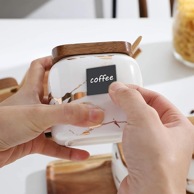 3 Pcs Sugar Bowls Ceramic Coffee Jar Set Ceramic Seasoning Jar with Lid Spoon and Tray/Food Storage Canister