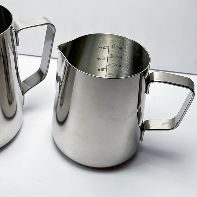 Milk Steamer Cup - Milk Frother Pitcher 350ml/12oz Withscale And Decorating Pen, Latte Art Pitcher,Stainless Steel Espresso Cups | Accessories For Kitchen Bar Travel Cafe Restaurant