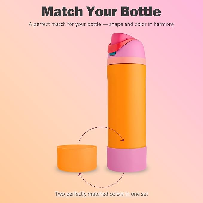 2PCS Silicone Boot for Owala 24oz FreeSip Water Bottle, Anti-Slip Scratch-Resistant Bottom Sleeve, Protective Sports Bottles Accessories, BPA-Free