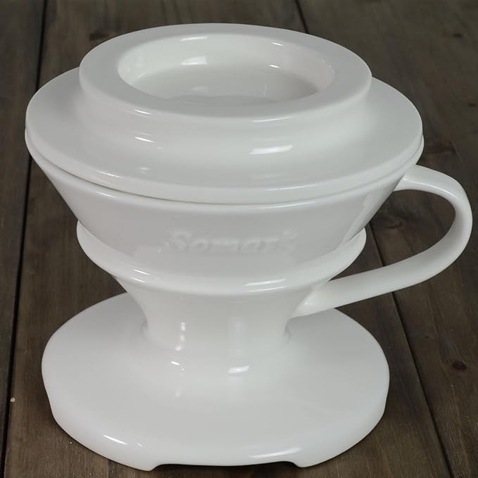 Pour Over Coffee Dripper Set / V60 Size 2 Ceramic Dripper + Drip Tray