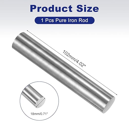PATIKIL Pure Iron Bar, 0.71" Diameter 4.02" Length Iron String Rod Steel Stick DIY Craft Supplies for Crafting Science Lab Testing