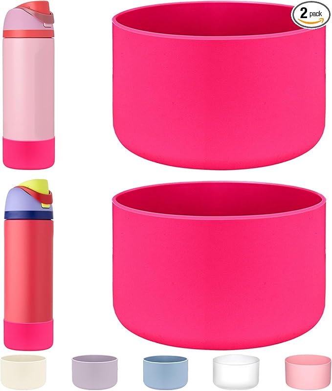 WK IEASON 2Pcs Silicone Boot for Owala Water Bottle, Protective Flask Bottom Cover Base for Owala FreeSip Twist and Flip Flask Water Bottle Accessories-3.35inch Bottom Diameter