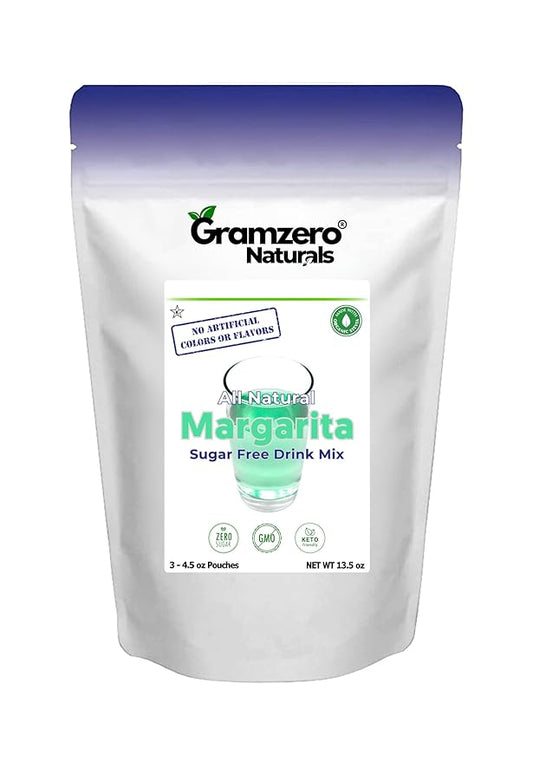 GramZero All Natural Margarita Zero Calorie Sugar Free Drink Mix, Great For Nutrition Club Loaded Tea, Stevia Sweetened