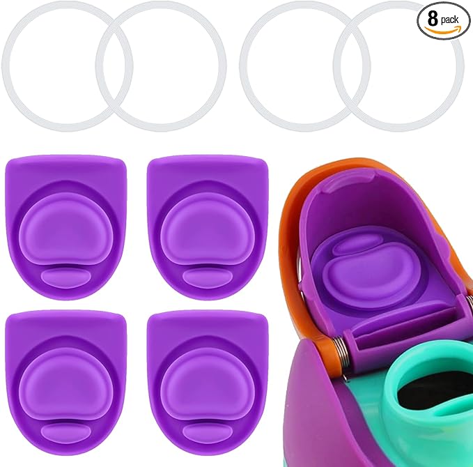 4 Sets Replacement Stopper and Ring Compatible with Owala FreeSip 24oz 32oz,Water Bottle Top Gasket Lid for Owala 16/19/24/32/40oz Seal Bottle Mouth Cap Stopper Silicone Parts Accessories (Purple)