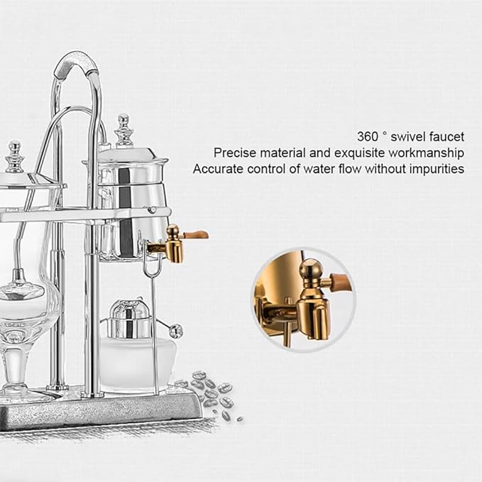 Siphon Coffee Maker, 3-5 Cups Detachable Siphon Coffee Brewer, 304 Stainless Steel Mesh and High Borosilicate Heat-Resistant Glass, Double Ridged Fulcrum with Tee Handle for Coffee, Tea