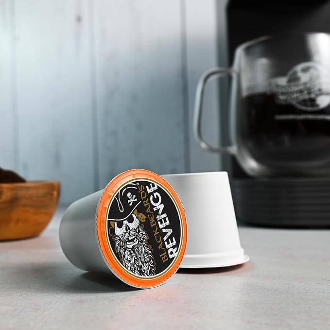 Fresh Roasted Coffee, Blackbeard's Revenge, Medium Roast, 24 Pods for K Cup Brewers