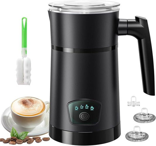 Milk Frother, 4-in-1 Electric Milk Steamer, Hot and Cold Foam Maker, 1 min Fast Frothing, 11.8 oz/350 ml Milk Warmer, Frother for Coffee Latte, Cappuccino, Temperature Control, Auto Shut-Off
