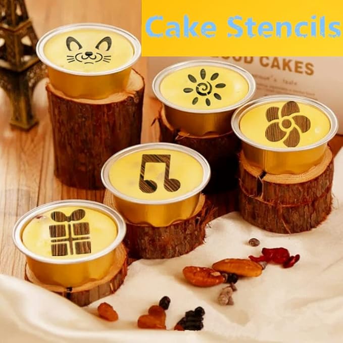 45 Coffee Stencils+2 Mesh Powder Shakers, Cake Baking Templates Coffee Decoration Stencils Coffee Art Templates Coffee Mold Tool for Christmas Thanksgiving Cake Coffee Cappuccino