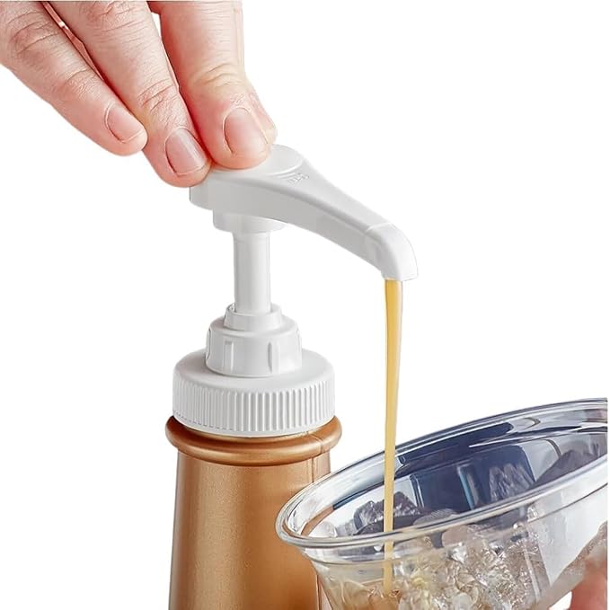 JINJUMEI 5 Pcs White Coffee Syrup Pumps, Syrup Pump for Monin 750ml Glass Bottle, White Coffee Syrup Pump with Tip Cover Included