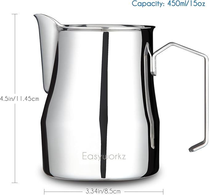 Easyworkz Espresso Steaming Pitcher Stainless Steel 15 oz Coffee Frothing Picther Milk Jug Cappuccino Latte Art Cup