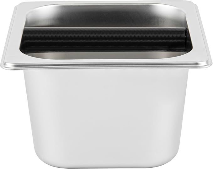 Restaurantware Restpresso 6.9 x 6.4 x 4 Inch Knock Box 1 Deep Tamp Box - Built-In Knock Bar Dishwashable Stainless Steel Barista Knock Box Durable For Coffee And Espresso Grounds