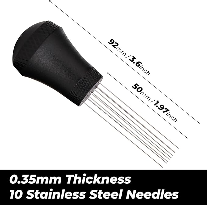 WDT Espresso Distribution Tool Espresso Stirrer Tools for Barista, 0.35mm 10 Stainless Steel Needles, One-Piece Molded for Strength and Durability