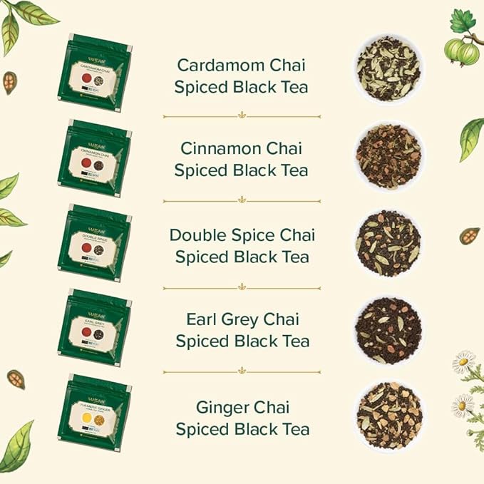 VAHDAM, Assorted Chai Teas Loose Leaf Tea Gift Set (10 Flavor, 50+ Servings) Valentines Day Gifts for Him & Her | Indian Exotic Chai Tea Blends | Resealable Ziplock Pouch