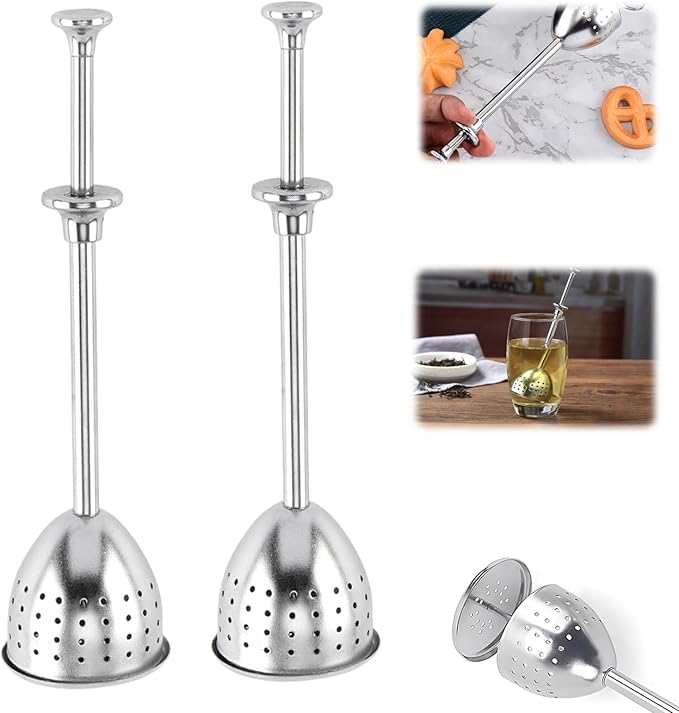 Stainless Steel Tea Diffuser,2025 New Tea Strainer Tea Infuser for Loose Leaf Tea,Creative Tea Spoon With Handle,Fine Holes Tea Interval Filter,Tea Holder Steeper for Tea Accessories (Silver D/2pcs)