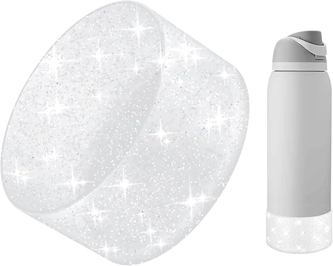 Protective Glitter Silicone Boot Compatible with Owala 24oz 32oz 40oz, Bling Cup Sleeve Bottom Bumper Cover Compatible with Owala FreeSip, Twist, or Flip Stainless Steel Water Bottles