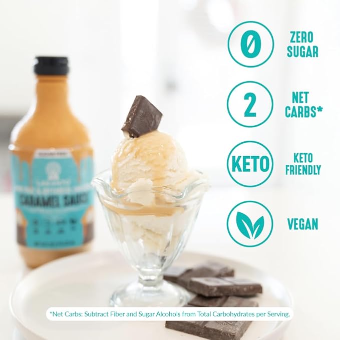 Lakanto Sugar Free Caramel Sauce - Perfect Topping for Brownies, Ice Cream, Milkshake, Smoothies, Coffee, Desserts, Monk Fruit Sweetener with Erythritol, Low Carb, Vegan, Keto Friendly (16 Fl Oz)