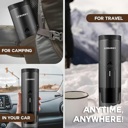 Portable Espresso Machine - Travel Espresso Maker for Both Coffee Ground & Capsules - Battery Powered Coffee Maker - Portable Coffee Maker for Travel, Camping, Home, Office, RV