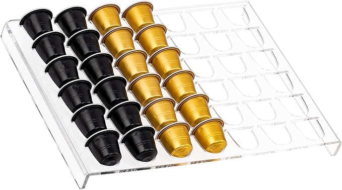 SUMERFLOS Coffee Pod Storage Organizer Tray Drawer, Holds 42 Capsules Compatible with Nespresso original pods Insert for Kitchen Home Office Capsule Drawer Capsule Holder and Organizer - Clear
